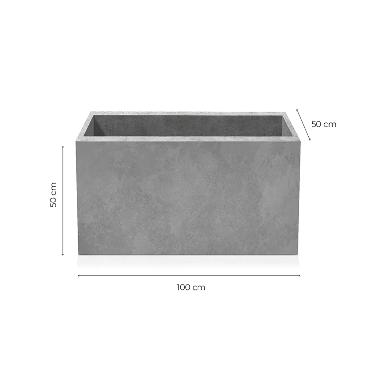 Outdoor Concrete Planters - Rectangle 50x100x50 cm on white background Decormania.eu